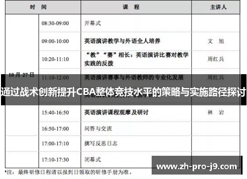 通过战术创新提升CBA整体竞技水平的策略与实施路径探讨